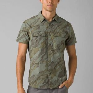 Prana Men's Sutherlin Shirt Medium Slim Fit Camo Button Up Outdoor Hiking Causal